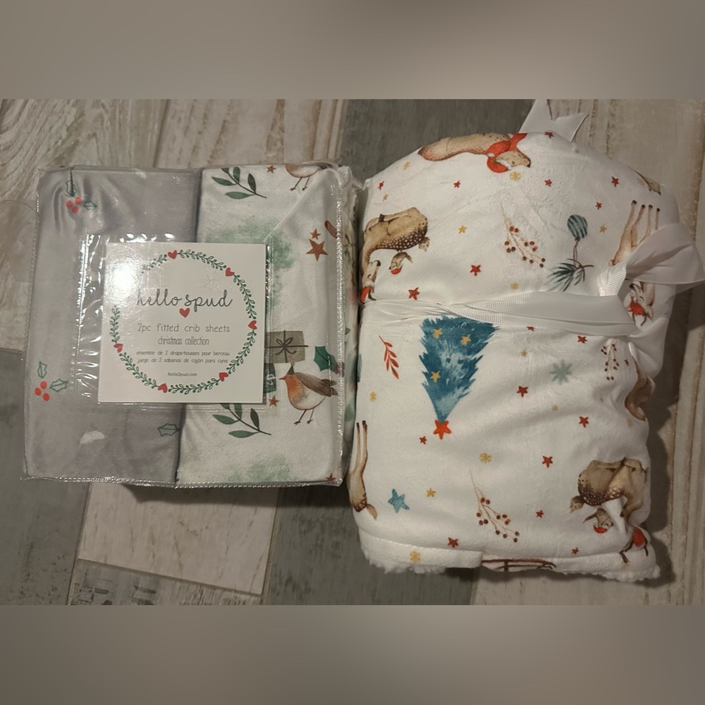 COPY - Hello Spud Christmas Crib Bedding & Sheets